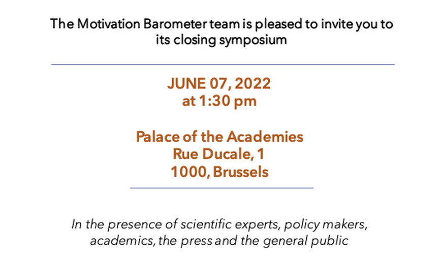 Psychological Science Meets Policy - closing symposium of the Motivation barometer project on June 7th